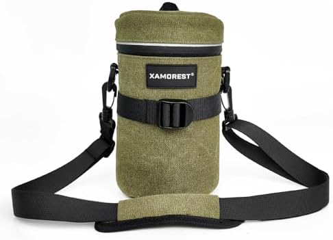 Camera Lens Case Lens Bag Compatible (4.13" x 7.28"(Canvas, Green)) by XAMOREST
