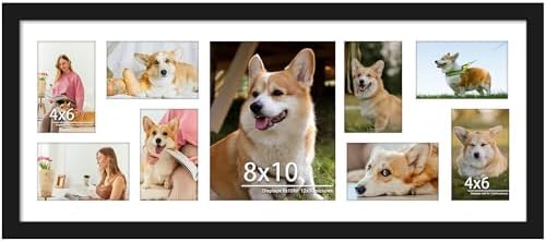 DUENPY 12x30 Collage Frame For 1 8x10 8 4x6 Photos Black by DUENPY