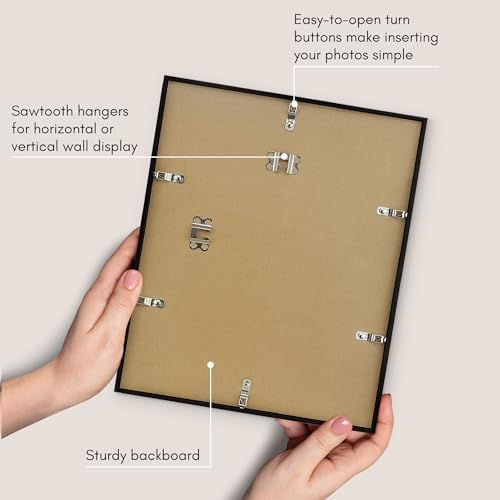 Americanflat 12x14 Picture Frame - Matted to 9x11 - Slim Molding - Black - Image 6