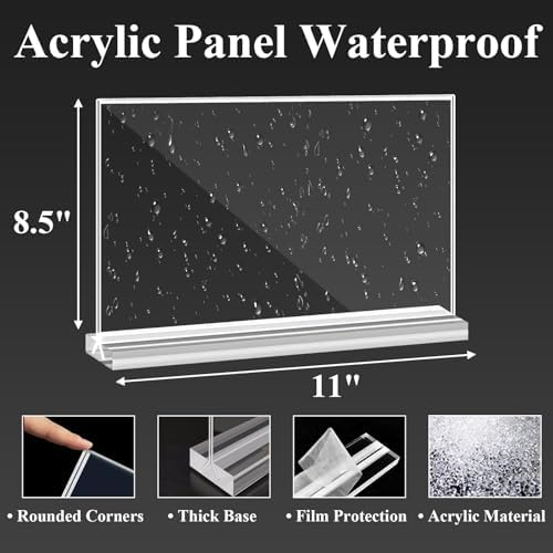 Arrobust Acrylic Sign Holder 8.5x11 Inches 6 Pack Horizontal, T -Shaped Double Sided Clear Paper Frames, PlasticTable Menu Display Holder, Document Flyer Table Stand for Office, Store, Restaurant - Image 4