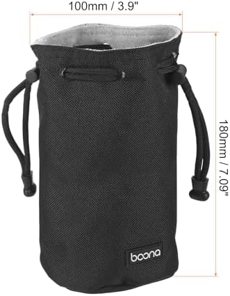 PATIKIL Soft Drawstring Lens Case, Lens Pouch Bag with Cotton Pad 3.9" OD Thick Fleece Cloth Camera Lens Bag for SLR Lens Water Cups, Black - Image 2
