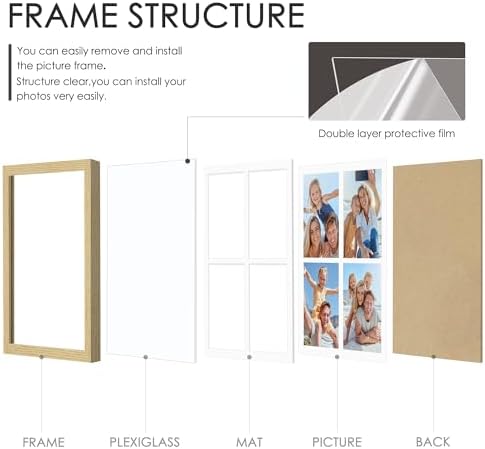 DUENPY 12x16 Solid Wood Collage Frame For 4 5x7 Photos - Image 3