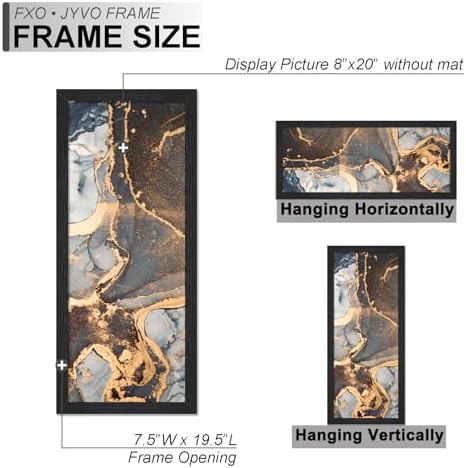 Fxojyvo 8x20 Picture Frame Set of 3 Black Engineered Wood Wall Hanging - Image 4