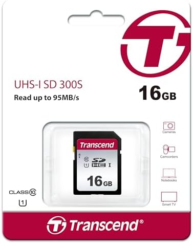 Transcend 16GB SDC300S SD UHS-I SDHC Memory Card, 95MB/s, U1, C10 - Image 2