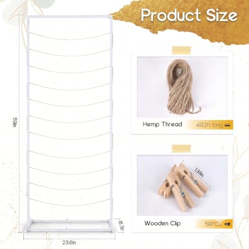 Photo Display Board with Clips & Rope for Graduation, Weddings - Image 2