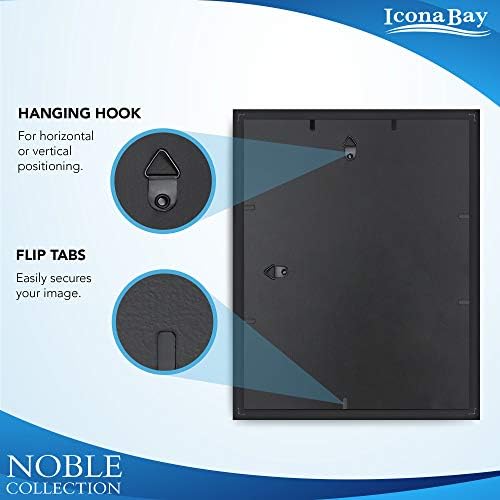 Icona Bay 11x14 Picture Frames w/Removable Mat for 8x10 Photos (Black, 6 Pack), Modern Professional Frame Set, Wall Mount Only, Noble Collection - Image 4