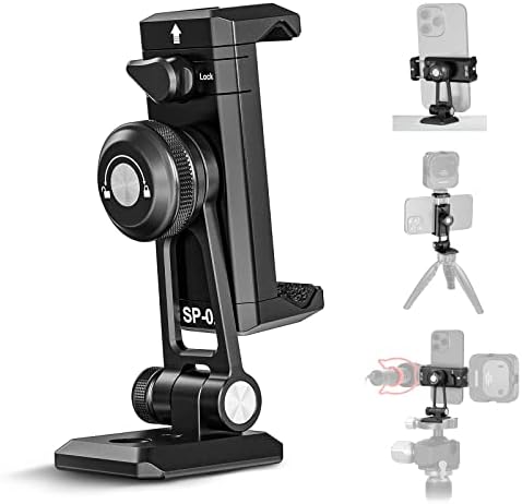 NEEWER Metal Phone Tripod Mount Adapter with Arca QR Base, Cold Shoe, 360° Swivel 180° Tilt, Phone Holder Compatible with iPhone 17 Pro Max 16 15 Samsung Galaxy S25 Ultra S24 by Neewer