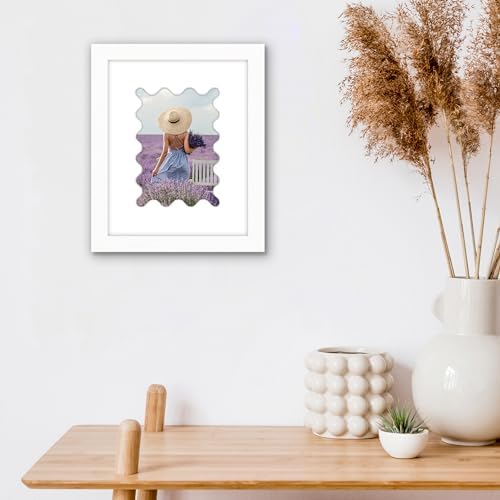 Americanflat 5x7 Picture Frame - Wavy Mat - Engineered Wood - White - Image 6