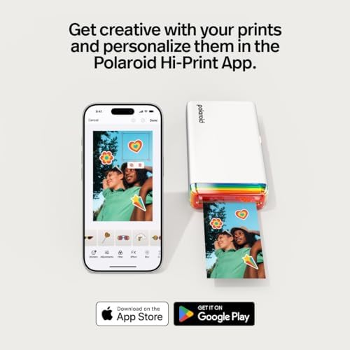 Polaroid Hi-Print + Paper Bundle- 2nd Generation Bluetooth Connected 2x3 Pocket Photo Dye-Sub Printer - Black Printer + 40 Photos (6439) - Image 5