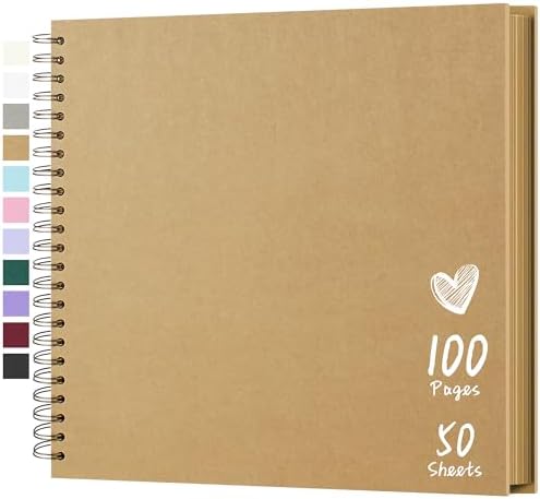 Scrapbook Photo Album 12"x12" 50 Sheets 100 Pages Hardcover Kraft Paper by Hiwhy