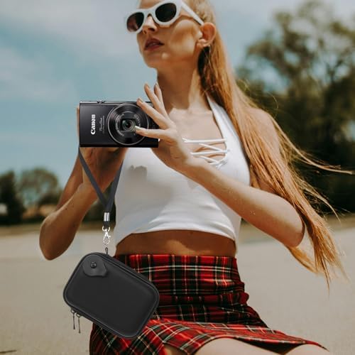 Lacdo Camera Carrying Case for Canon PowerShot ELPH 360/200/185/180/190/350, Sony Cyber-Shot DSC-W830/WX350/WX500/W810/W800 Digital Camera, Hard EVA Protective Camera Storage Trave Bag, Black+Gray - Image 5