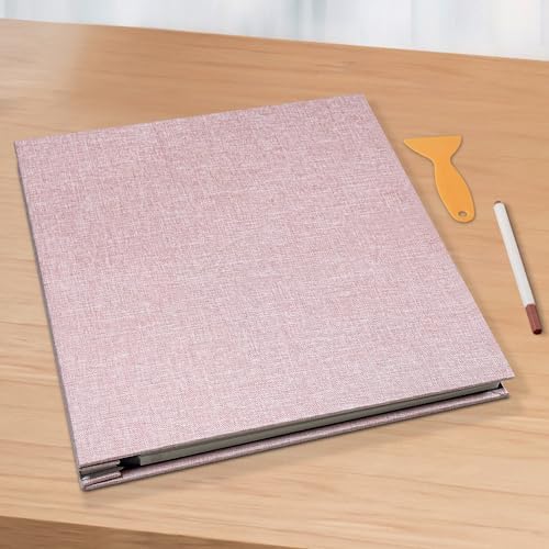 Large Photo Album Scrapbook, Holds 4x6, 8x10 Pictures, Self-Adhesive Pages for Baby, Wedding, Travel & Family Memories, Includes Metallic Pen & Scraper, Light Pink DIY Memory Book for Gifts - Image 6