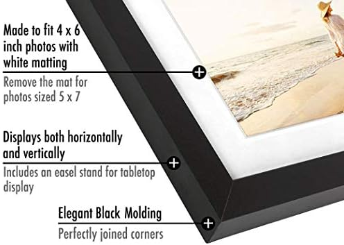 Americanflat 5x7 Picture Frame with Shatter-Resistant Glass - Set of 2 - Use as 4x6 Frame with Mat or Display 5x7 Photo Without Mat - Signature Collection - Picture Frames for Tabletop or Wall - Black - Image 3