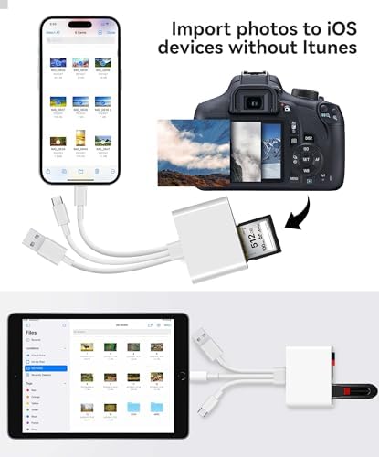 AkHolz SD Card Reader for iPhone iPad Mac Trail Game Camera Viewer Built-in 3-in-1 Connector (Lightening, USB-C and USB-A) with SD MicroSD USB-A 3 Slots, Portable No App Required Plug & Play - White - Image 4