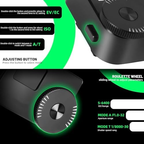 Camera Light Meter, Photography Reflection Meters with Spring-Loaded Cold Shoe Mount & OLED Display, Real-Time Metering Function, Type-C Charging, for Photography Light Measurement - Image 5