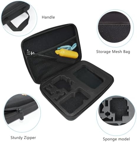 Large Camera Carrying Case Compatible with Gopro Hero 13 12 11 10 9 8 7/AKASO EK7000 Brave 4 Brave 7 V50X/DJI Action 5 Pro/ODDV/Xilecam/Jadfezy/SJCAM/APEXCAM/Vemont Action Cam, Travel Camera Case - Image 4