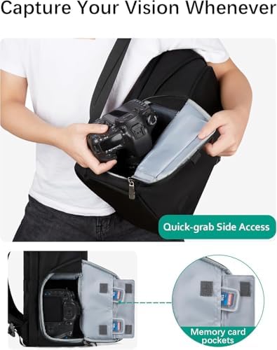BAGSMART Camera Backpack, DSLR SLR Camera Bag Backpack Fits 15.6 Inch Laptop,Anti-Theft Waterproof Camera Case for Photographers,Men Women,with Rain Cover,Tripod Holder,Black - Image 6