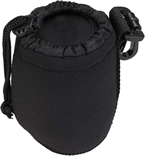 Medium Size Waterproof Drawstring Lens Pouch Black Neoprene DSLR Camera Lens Bag Compatible with Sony Olympus Panasonic by Xuerebs