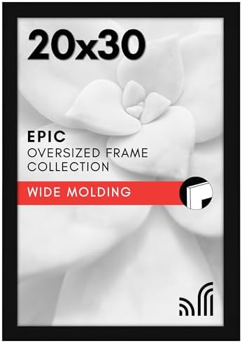 Americanflat 20x30 Poster Frame - Black Engineered Wood with Polished Plexiglass - Wide Picture Frame for Vertical or Horizontal Wall Display - Epic Collection - Black by Americanflat
