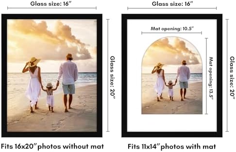Americanflat 16x20 Poster Frame - Matted to 11x14 - Engineered Wood - Black - Image 2
