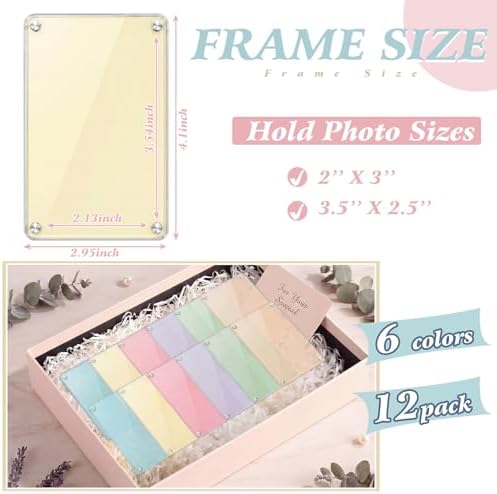 AceOrbit 12 Pack Pastel Magnetic Picture Frames Acrylic Fridge Magnetic Frame Back to School Locker Decor 2.9x4.1in Double Sided for Refrigerator Dorm Office Bulletin Board Instant Photos - Image 2