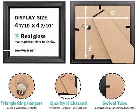 LaVie Home 5x5 Picture Frames (12 Pack, Black) Simple Designed Photo Frame with High Definition Glass for Wall Mount & Table Top Display, Set of 12 Classic Collection - Image 3