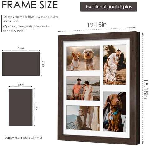 DUENPY 11x14 Collage Frame For 5 4x6 Photos Walnut - Image 2