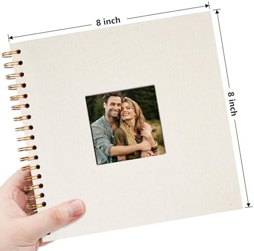 Vienrose 8x8 Inch Scrapbook DIY Small Hardcover Kraft White Pages Scrapbook Photo Album Linen Cover Scrap Book Photo Albums Scrapbooking Supplies Kit for Couple Family Wedding Travel - Image 4