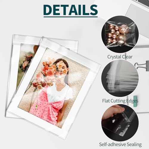 ZBEIVAN 100 Pack 8 15/16" x 11 3/8" Acid-Free Crystal Clear Sleeves Storage Bags for 8.5x11 Art Prints, Photo Framing Mats, and Craft Wrapping - Image 3