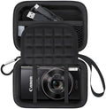 Lacdo Camera Carrying Case for Canon PowerShot ELPH 360/200/185/180/190/350, Sony Cyber-Shot DSC-W830/WX350/WX500/W810/W800 Digital Camera, Hard EVA Protective Camera Storage Trave Bag, Black+Black by Lacdo