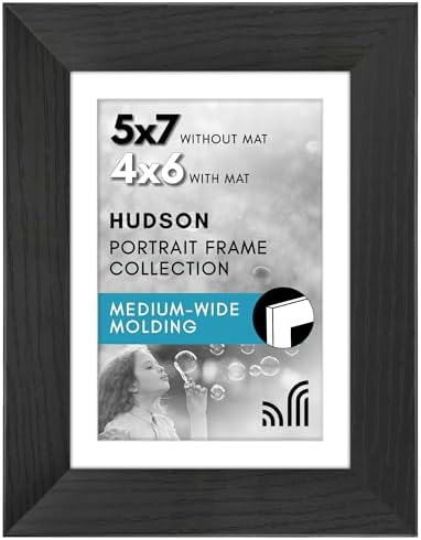 Americanflat 5x7 Picture Frame - Matted to 4x6 - Engineered Wood - Black by Americanflat