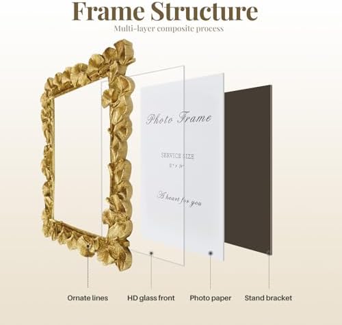 Cuspin 11x14 Picture Frame Gold Vintage Ornate Ginkgo Leaf Photo Frames - Image 6