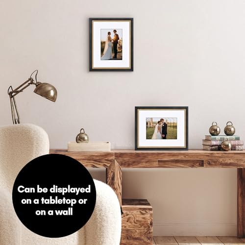 Americanflat 8x10 Vintage Picture Frame - Matted to 5x7 - Black & Gold - Image 4
