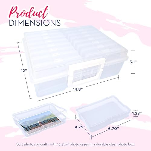 4E's Novelty 16 Pack Clear Transparent Photo Storage Box with 4x6 Photo Cases and Photo Organizing Box Plastic for Scrapbooking Containers, Classroom Organization - Image 4