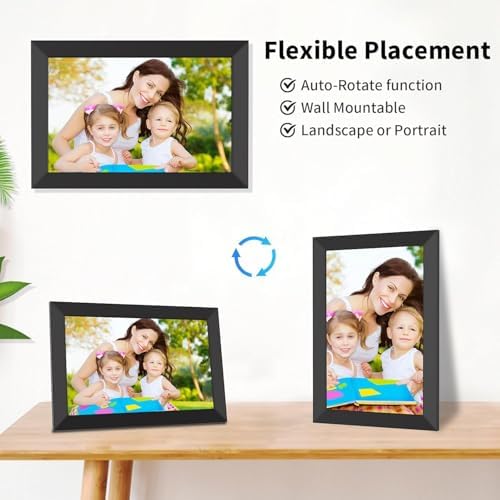 Digital Picture Frame 10.1 Inch, WiFi Digital Photo Frame with 16GB Storage, IPS HD Touchscreen, Instant Photo & Video Upload via Uhale APP, Wall-Mounted, for Mom, Housewarming Black - Image 4
