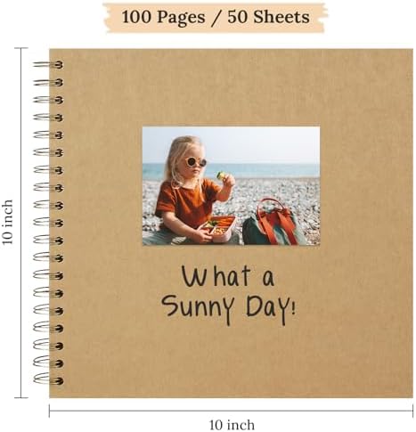 Scrapbook Photo Album 10"x10" 50 Sheets 100 Pages Hardcover Kraft Paper - Image 2
