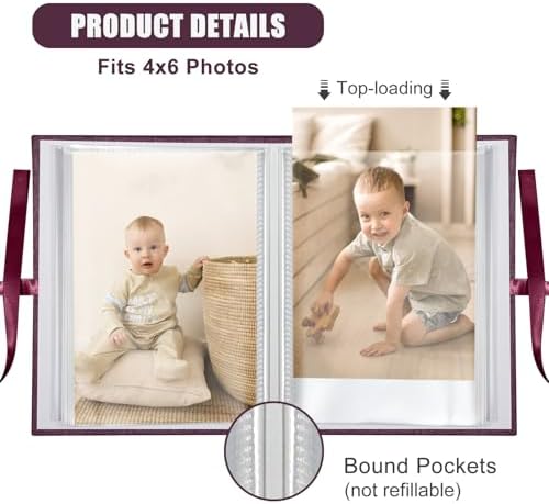 Photo Album 4x6 100 Pockets, Slip-in Picture Albums, Linen Cover Top Loader Vertical Pockets Albums for Baby, Kids Boy Girls, Wedding, Family, Anniversary, Purple - Image 3