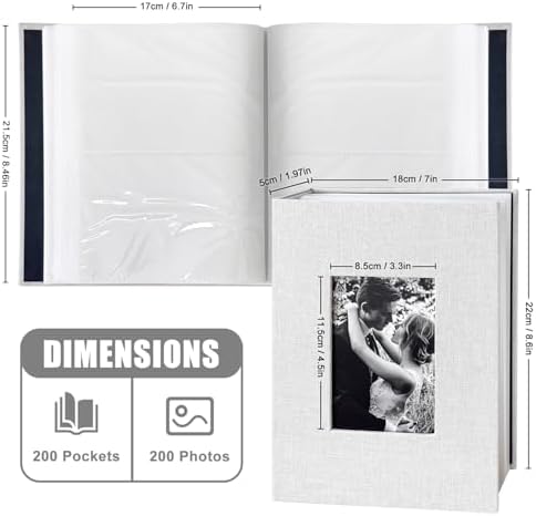 200-Pocket Photo Album 4x6 - Slip-In Picture Album with Linen Cover & Display Window, Vertical Photo Book for Wedding, Family, Baby, Anniversary & Vacation Memories (Holds 200 Photos) - Image 2