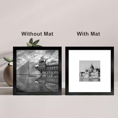 8x8 Picture Frame Set of 6, Display Pictures 4x4 with Mat or 8x8 Without Mat, Tabletop Display and Wall Hanging Photo Frame, Collage Wall Decor Gallery Wall Frame Set, Black - Image 2