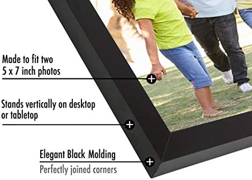 Americanflat Hinged 5x7 Picture Frame with Shatter-Resistant Glass - Double Picture Frames with Engineered Wood - Signature Collection - Photo Frame for Tabletop Display - Black - Image 3