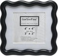 High-End Black 4x4'' Square Zinc Alloy Picture Frames,with Acid Free Mat for 3x3'',Unique Wave Design,with Premuim Soft Velvet & Backing for Tabletop or Home Decor by GorYeeFine