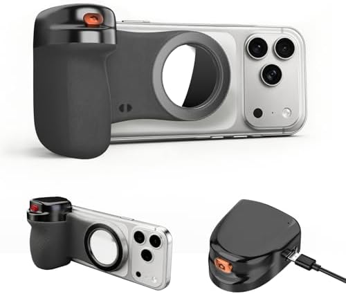 Magnetic Phone Camera Grip, Shutter Grip Handle Holder for iPhone/Android with Detachable Wireless Shutter Remote and Convenient Keychain Hook by IMGROSE