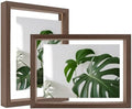 Egofine 6x8 Floating Frames Set of 2, Double Plexiglass Picture Frame, Made of Solid Wood Display Any Size Photo up to 6x8, Wall Mount or Tabletop Standing, Brown by Egofine