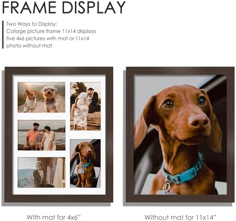 DUENPY 11x14 Collage Frame For 5 4x6 Photos Walnut - Image 4