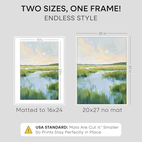 Homeforia 20x27 White Picture Frame, High-End Metal, 16x24 Mat, Glass - Image 2