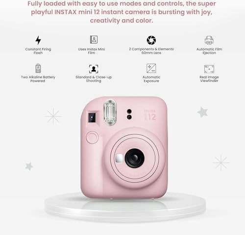 Fujifilm Instant Mini 12 Camera + Accessory Bundle & Compatible Custom Case + Fuji Instant (20 Shots) Designer Mini Photo Album (60 Pockets) (Blossom Pink) - Image 4