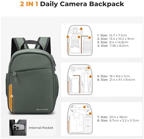 K&F CONCEPT Camera Backpack, Lightweight Compact Camera Bag 5L - Image 4