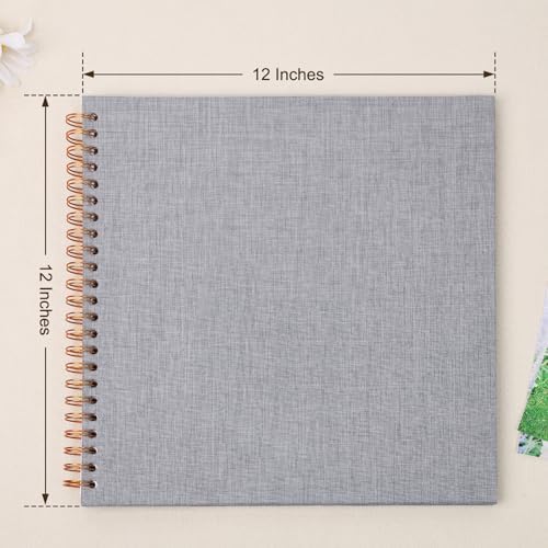 Scrapbook Photo Album 12x12 Inches 80 Pages Linen Cover Grey - Image 3