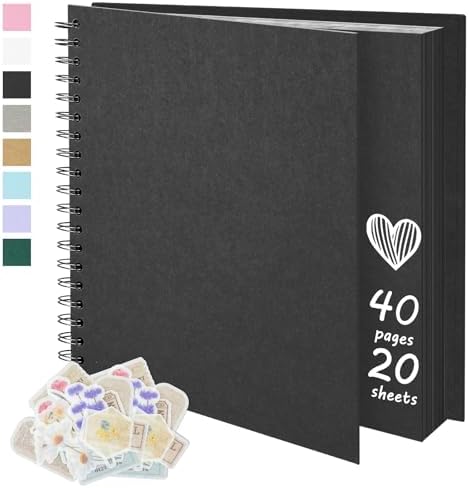 DIY Scrapbook Photo Album,40 Pages,8x8 Inch,Black by Remowith