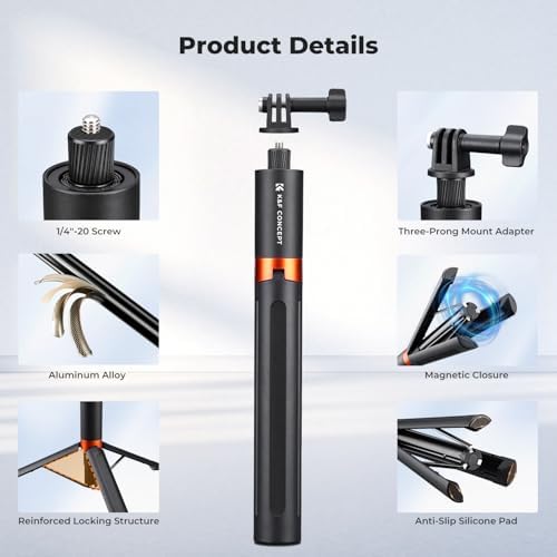 K&F CONCEPT 66" 2-in-1 Invisible Selfie Stick Tripod for Insta360 X5/X4/X3 - Image 7